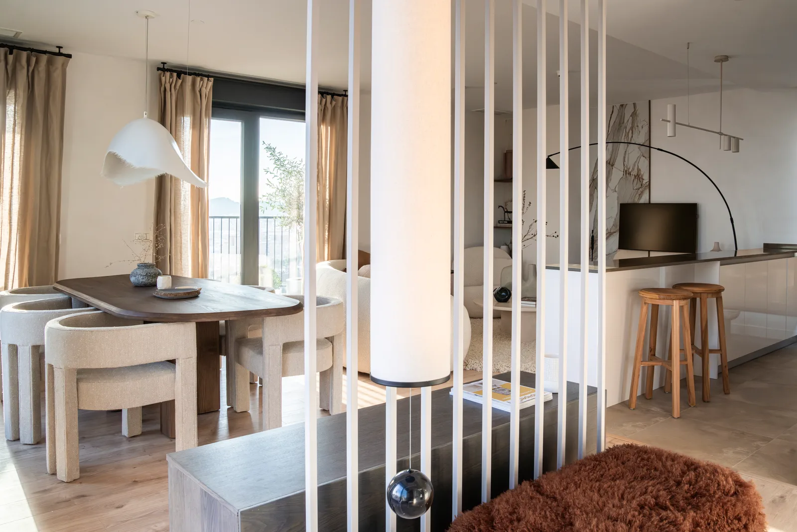 Organic-Shaped Solid Ash Wood Dining Table